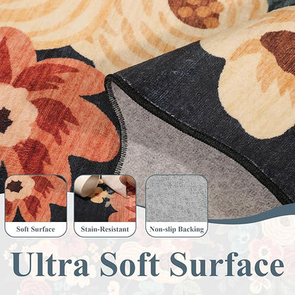 DUKINO 8x10 Area Rug, Floral Washable Rugs - Image 6