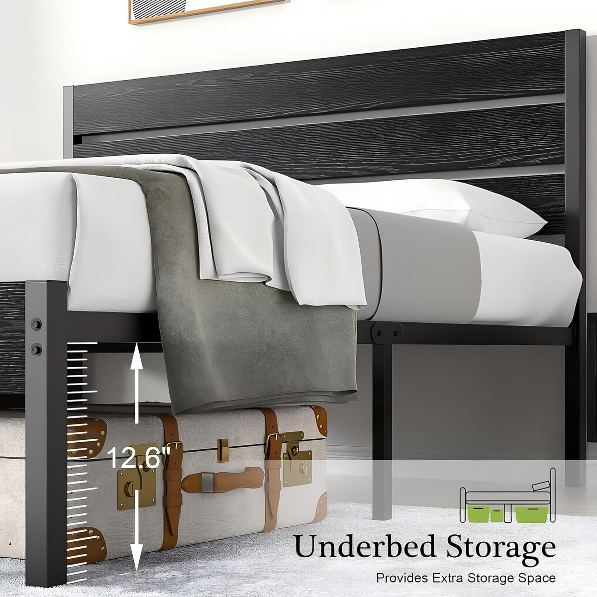 vecelo queen size bed frame - heavy-duty metal, package contents