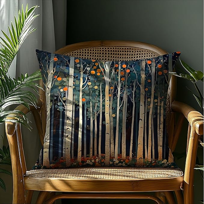 Rustic William Morris Inspired Autumn Forest Decor Pillow Covers 18x18 - Image 4