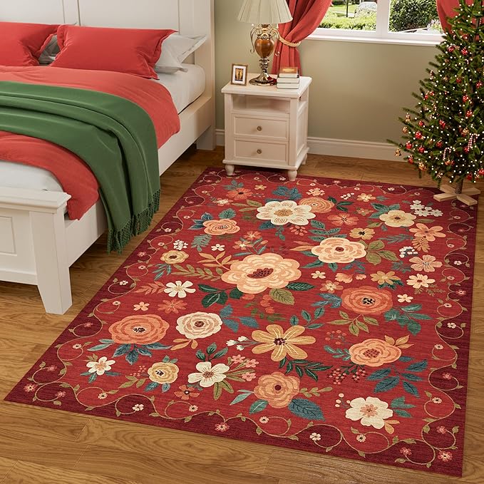 DUKINO 6x9 Area Rug, Floral Rugs - Image 3