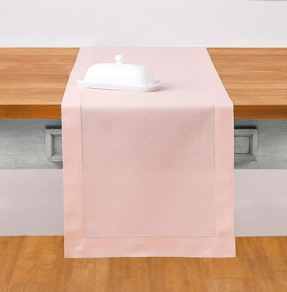 Solino Home Cotton Linen Pink Table Runner 120 Inches Long by SolinoHome
