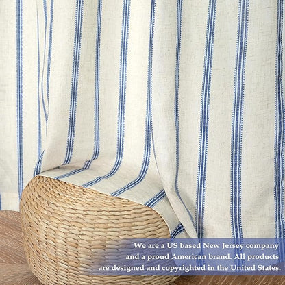 DriftAway Farmhouse Vertical Striped Linen Blend Textured Light Filtering Semi - Image 5
