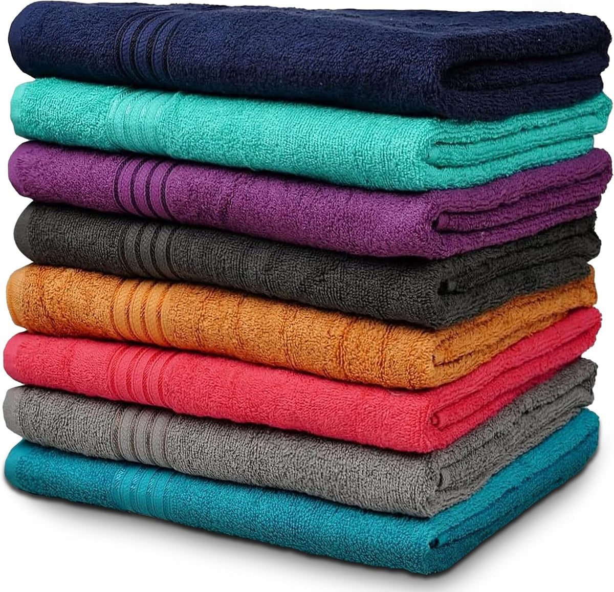 zuperia premium multicolor bath towels set of 8, main product view