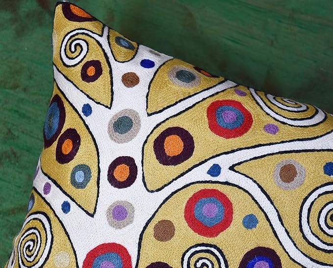 Decorative Pillow Cover Tree of Life Yellow Gold Pillows Botanical Yellows - Image 3