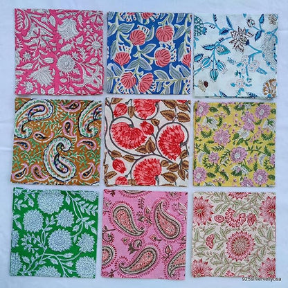 INDIANHANDICRAFTS 10 Pc Mix Lot Hand Block Print Napkin, 100% Cotton, 16x16 Inch - Image 5