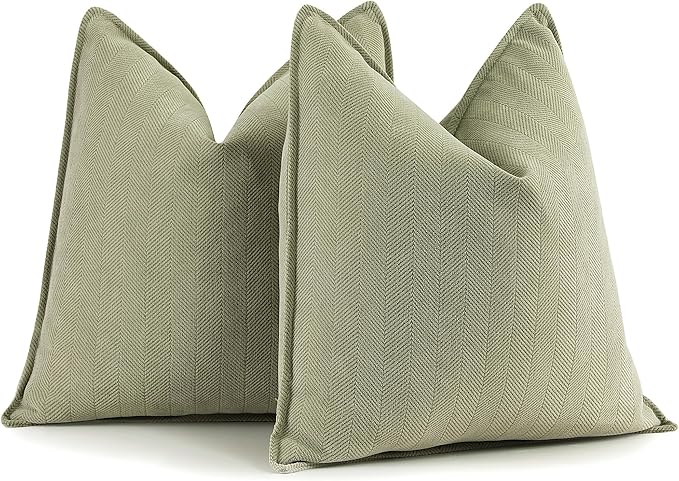 ZWJD Sage Green Pillow Covers 24x24 Set of 2 Chenille Throw Pillow Covers by ZWJD