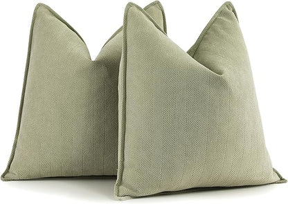 ZWJD Sage Green Pillow Covers 24x24 Set of 2 Chenille Throw Pillow Covers by ZWJD