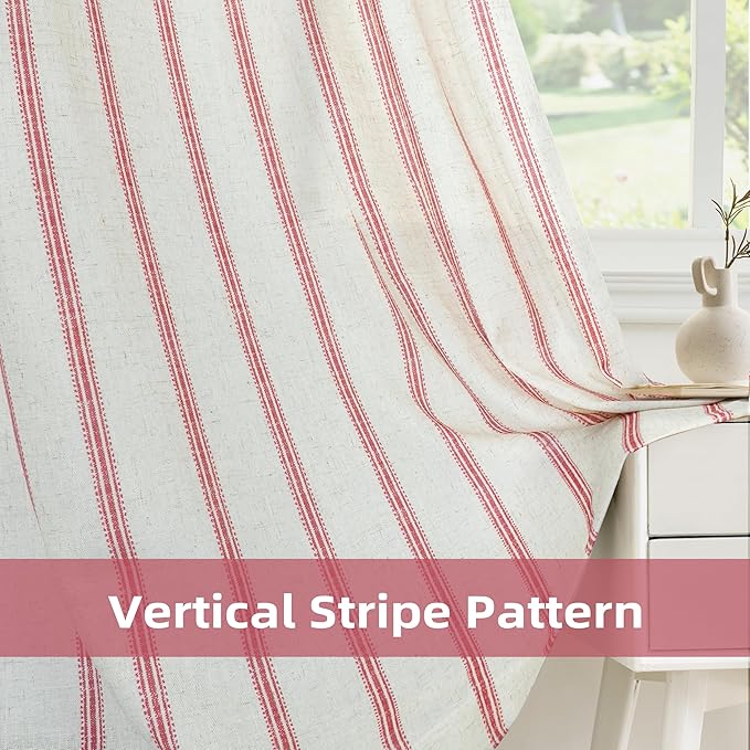 DriftAway Farmhouse Vertical Striped Linen Blend Textured Light Filtering Semi - Image 5