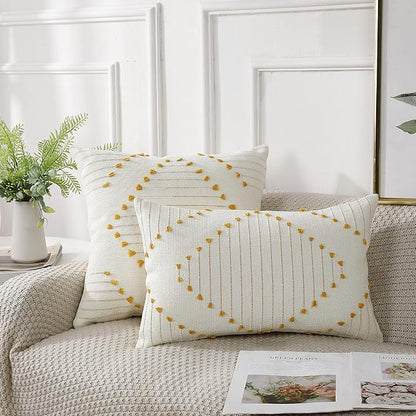 PANOD Knitted Boho Tufted Throw Pillow Covers - Image 2