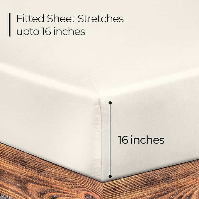ROYALE LINENS 300 Thread Count 100% Long Staple Combed Cotton Fitted Sheet Queen - Image 2