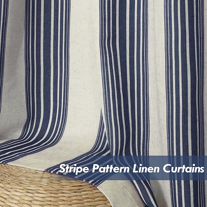 DriftAway Farmhouse Vertical Striped Linen Blend Textured Light Filtering Semi - Image 3
