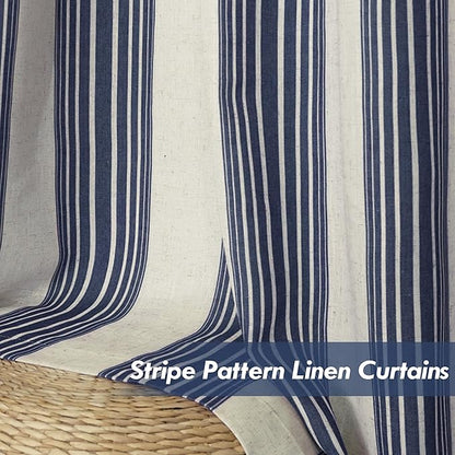 DriftAway Farmhouse Vertical Striped Linen Blend Textured Light Filtering Semi - Image 7