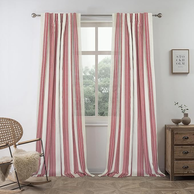 DriftAway Farmhouse Vertical Striped Linen Blend Textured Light Filtering Semi by DriftAway