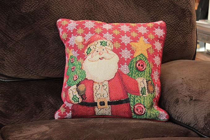 Tache 2 Piece 16" X 16" Festive Tapestry Christmas Cute Santa Claus is Coming - Image 8