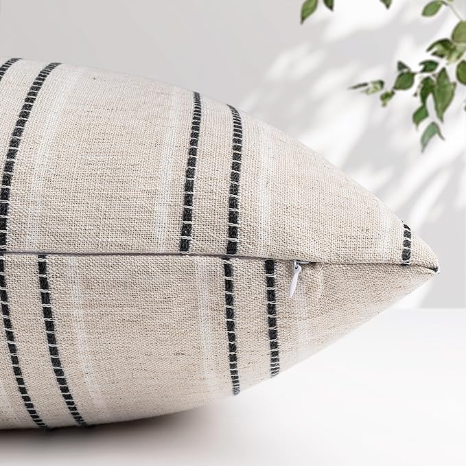 AELS 12x20 Decorative Farmhouse Linen Throw Pillow Covers, Boho Textured Pillow - Image 3