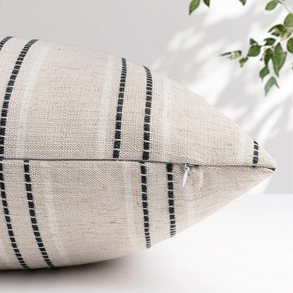 AELS 12x20 Decorative Farmhouse Linen Throw Pillow Covers, Boho Textured Pillow - Image 3