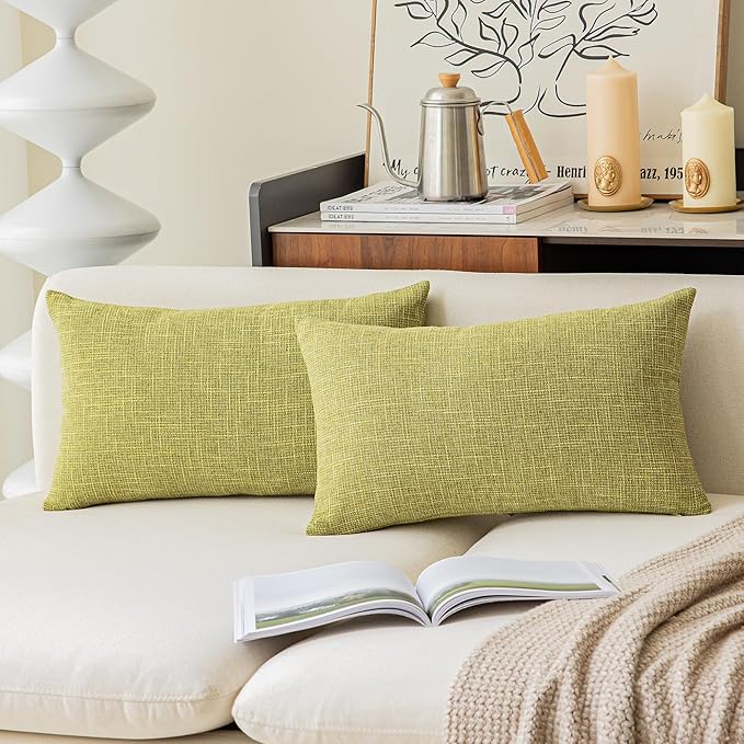 Kevin Textile Pack of 2, Decorative 2 Tone Linen Pillow Covers Cushion Cover by KevinTextile