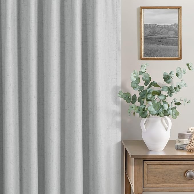 Light Gray Blackout Linen Curtains 108 Inches Long 2 Panel - Image 7