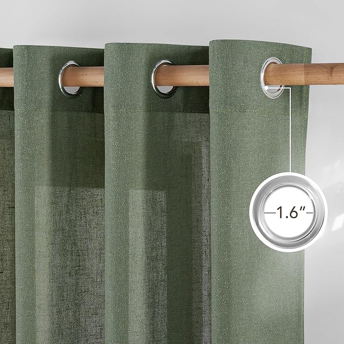 NICETOWN Forest Green Linen Curtains - Image 2