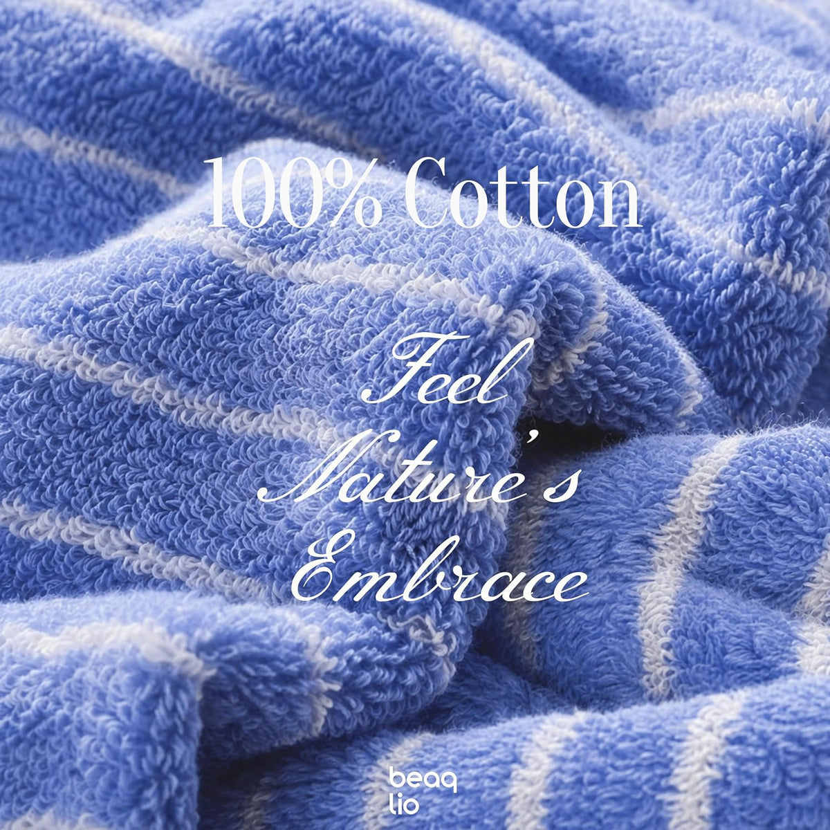 100% cotton 8 pack bath towels set, striped showing dimensions