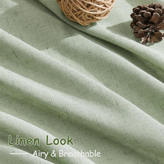 Mist Sage Linen Curtains 90 Inch Long 2 Panels Set - Image 5