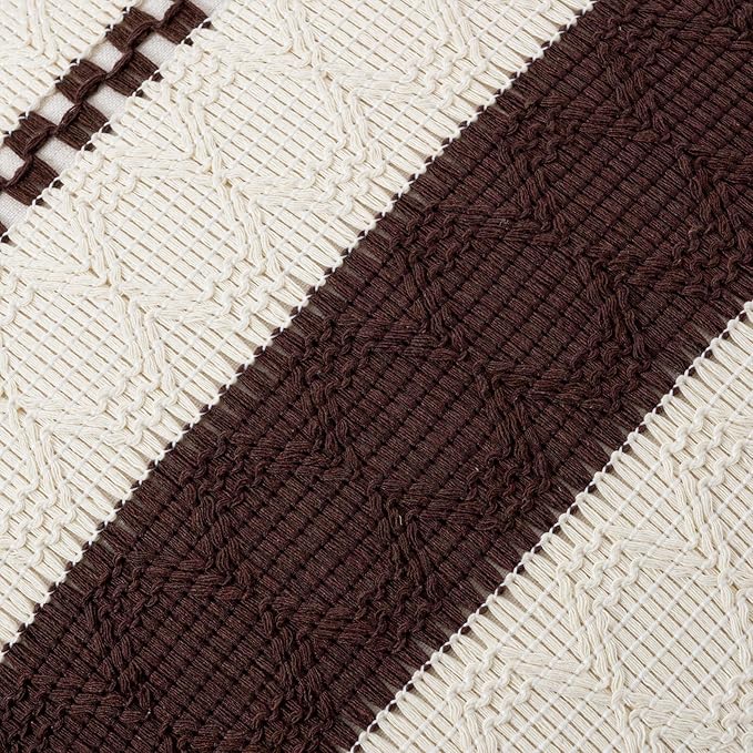 Fancy Homi Set of 2 Boho Brown Decorative Throw Pillow Cover 16x16 Inch - Image 5