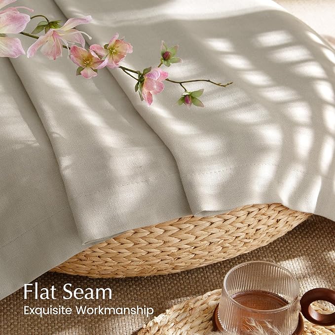 NICETOWN Cocoa Cream Linen Curtains - Image 6