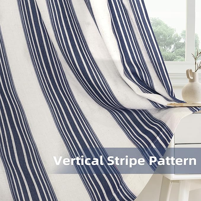 DriftAway Farmhouse Vertical Striped Linen Blend Textured Light Filtering Semi - Image 4