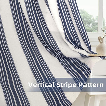 DriftAway Farmhouse Vertical Striped Linen Blend Textured Light Filtering Semi - Image 4