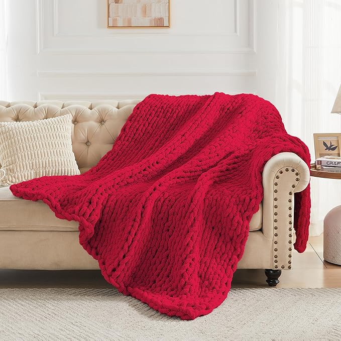 Carriediosa Chunky Knit Throw Blanket 50" X 60", 100% Hand Made Large Chenille - Image 6