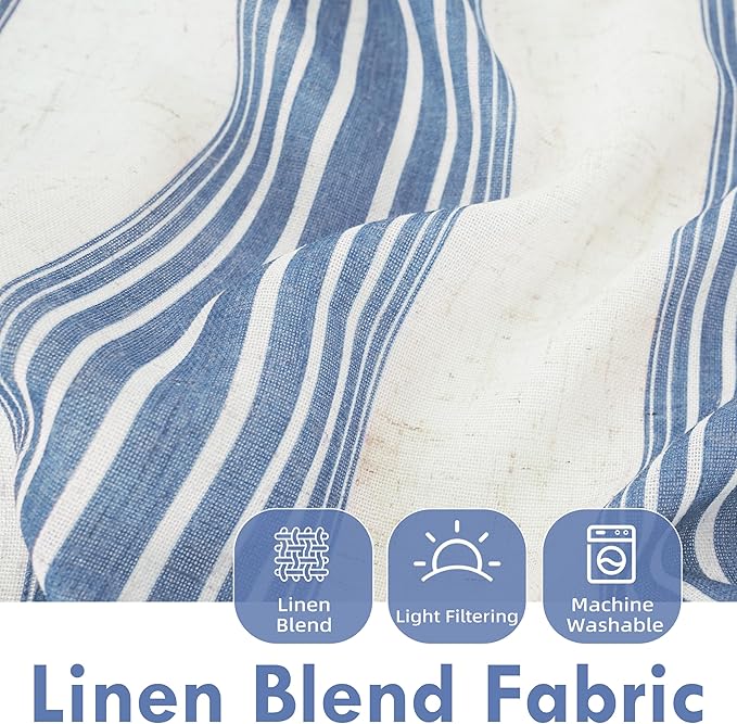 DriftAway Farmhouse Vertical Striped Linen Blend Textured Light Filtering Semi - Image 2