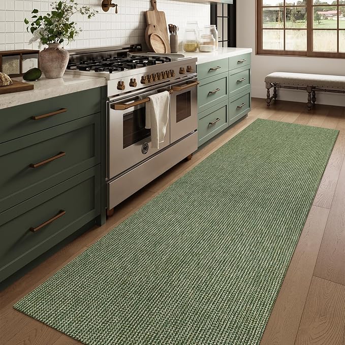 Uphome Kitchen Runner Rug, Low Pile Woven Cotton Modern Carpet Runners by Uphome