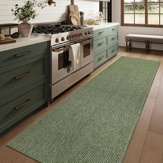 Uphome Kitchen Runner Rug, Low Pile Woven Cotton Modern Carpet Runners by Uphome