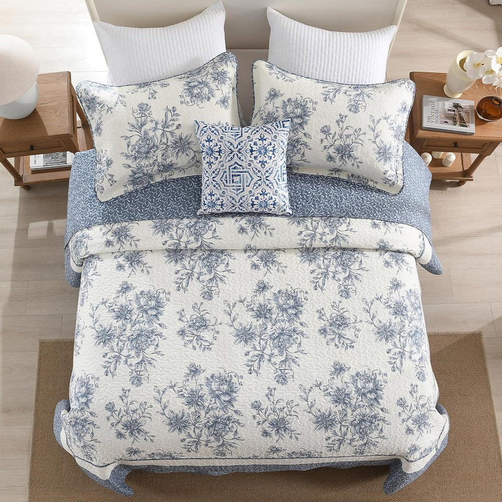 DDUOXIN Botanical Oversized Queen Bedspread - 102W x120L 100% Cotton Quilt