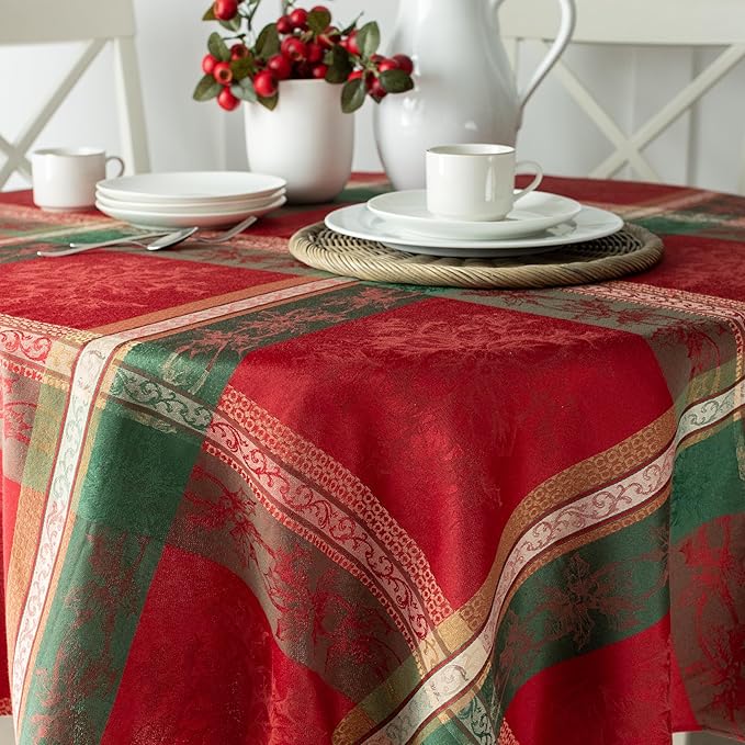 Benson Mills Heavyweight Yarn Dyed Jacquard Fabric Plaid Table Cloth, - Image 4