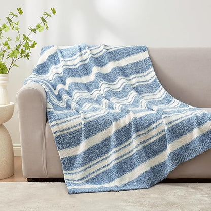 Snuggle Sac Stripe Blue Blankets Luxurious Microfiber Fabric, Reversible Super - Image 8