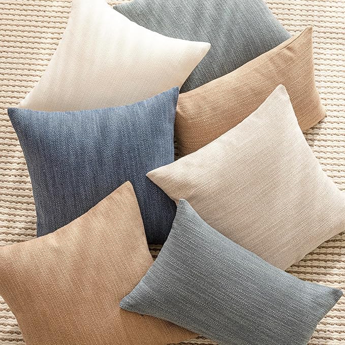 Foindtower Set of 2 Decorative Textured Burlap Linen Throw Pillow Covers - Image 7