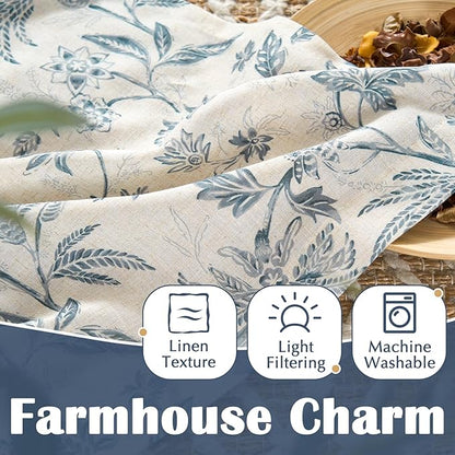 jinchan Floral Linen Tier Curtains 36 Inch Farmhouse Cafe Curtains Rod Pocket - Image 5