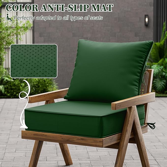 Outdoor Seat Cushion Set 22 L × 24 W × 5 H Inch Waterproof & Fade Resistant - Image 6