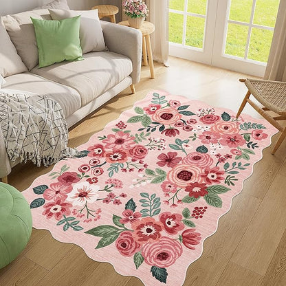 DUKINO 4x6 Area Rug, Floral Non-Slip Indoor Washable Rug - Image 3