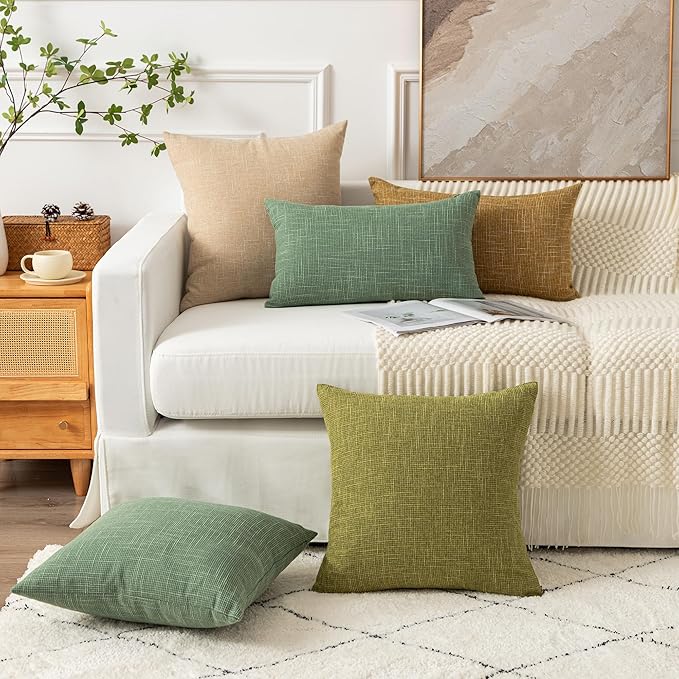 Kevin Textile Set of 2 Sage Green Pillow Covers 26 x 26 Inch Farmhouse Boho - Image 7