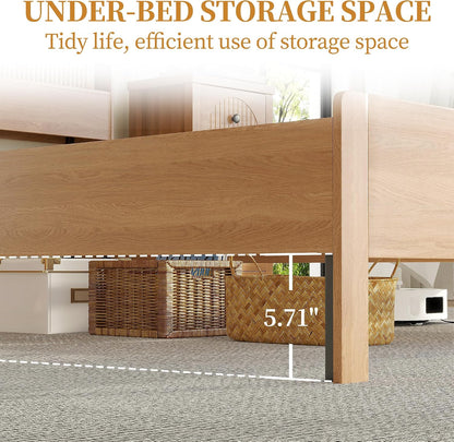 lxsxlome queen size bed frame with headboard and, front angle view
