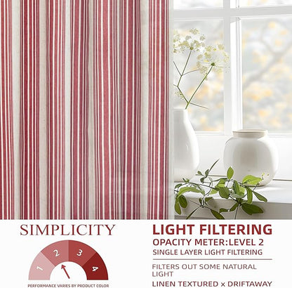 DriftAway Farmhouse Vertical Striped Linen Blend Textured Light Filtering Semi - Image 5