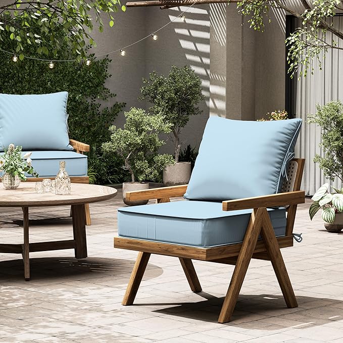 Outdoor Seat Cushion Set 22 L × 22 W × 4 H Inch Waterproof & Fade Resistant - Image 7