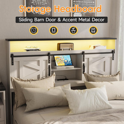 fameill farmhouse full size bed frame with 4, side view