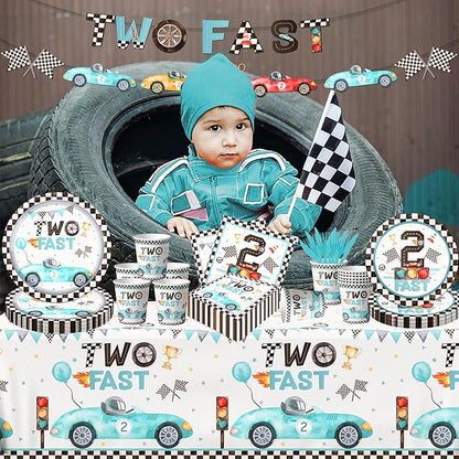 142pcs Two Fast Birthday Party Tableware Decorations - Image 2