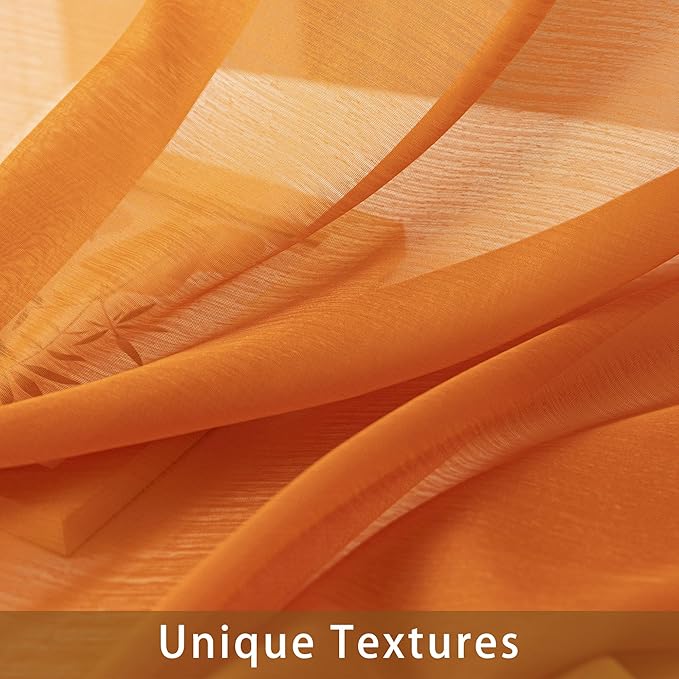 Orange Sheer Curtains 72 Inches Long, Privacy Semi Sheer Curtains - Image 4