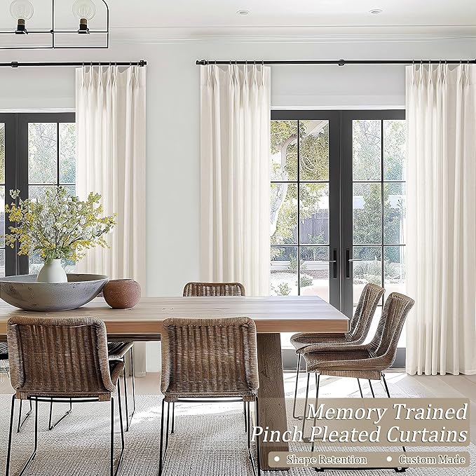 105 Inch Extra Long Curtains Boho Cream Semi Sheer Light Filtering Curtain - Image 6