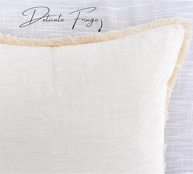 22×22 Cream White Cotton Pillow Covers - Image 2