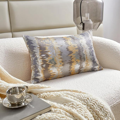 THE-TINOART Gold Ombré Jacquard Pillow Cover 12x20 Inches - Image 3